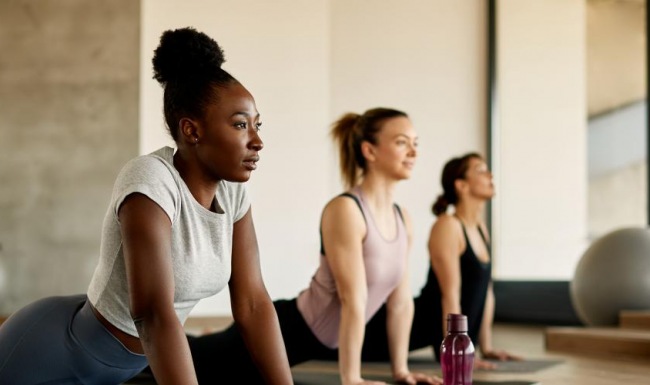 a group of women exercising