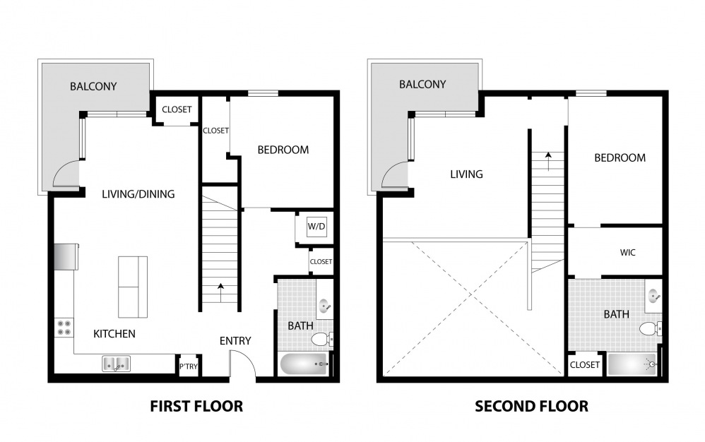 Beech - 2 bedroom floorplan layout with 2 baths and 1585 square feet.