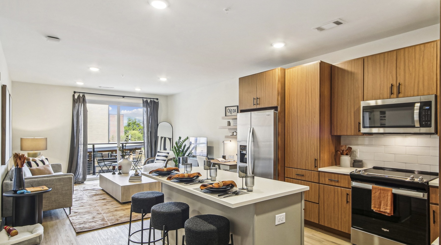 Living room and kitchen